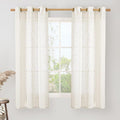 LAMIT Linen Semi Sheer Curtains 63 Inch Length, Light Filtering Neutral Window Bedroom Curtains Farmhouse Boho Bronze Grommet Drapes for Kitchen/Living Room, Cream, 2 Panels, 34 x 63 Inch