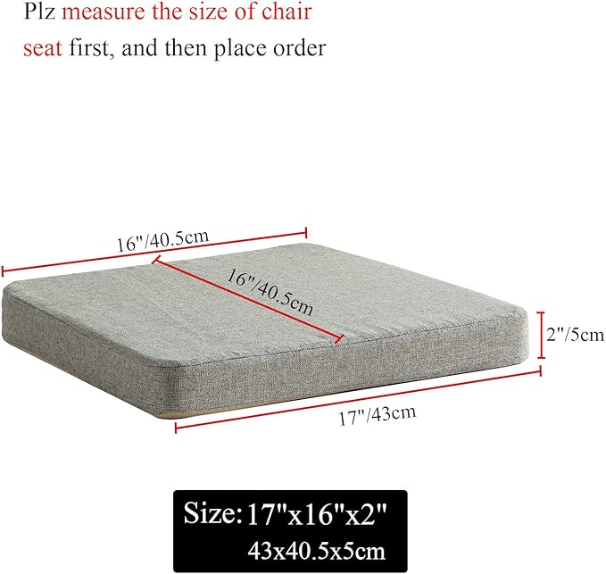 Chair Cushion for Dining Chairs with Ties 4 Pack Non Slip Memory Foam Kitchen Room Chair Pads for Outdoor Patio Furniture 17x16 Inch, Gray