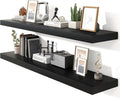 Heimlove 55 Inch Floating Shelves for Wall,10 Deep Large Black Wall Shelf with Heavy Duty Brackets,Mounted Storage & Display Shelves for Bedroom,Living Room,Kitchen,Office,Set of 2