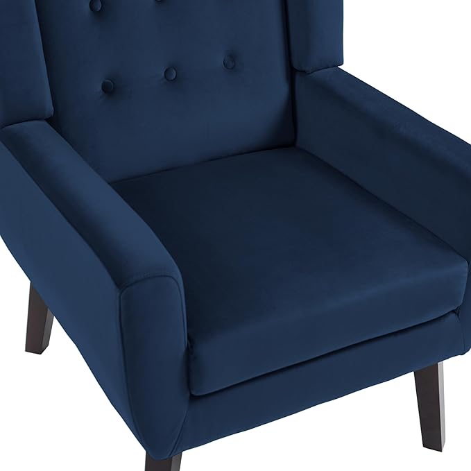 UIXE Accent Chair, Velvet Upholstered Armchair for Living Room, Modern Club Arm Chairs Comfy Single Sofa Button Tufted Bedroom Reading Seat - Royal Blue, Set of 1