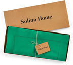 Solino Home Linen Hemstitch Table Runner 108 Inches Long - 100% Pure Linen Emerald Green Table Runner 14 x 108 Inch - Classic Hemstitch