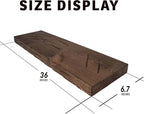BGMG Floating Shelves 36 inch Long, Distressed,Wide Rustic Wooden Wall Shelves for Bathroom Living Room Bedroom Kitchen Farmhouse Set of 2-36x6.7x1.25 inch-Distressed Walnut