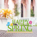 COCHIE Metal Happy Spring Sign, Spring Decorations for Home, Office, Shelf, Mantel, Indoor, Spring Flower Decor, Spring Butterfly Table Top Party Decoration (Spring)