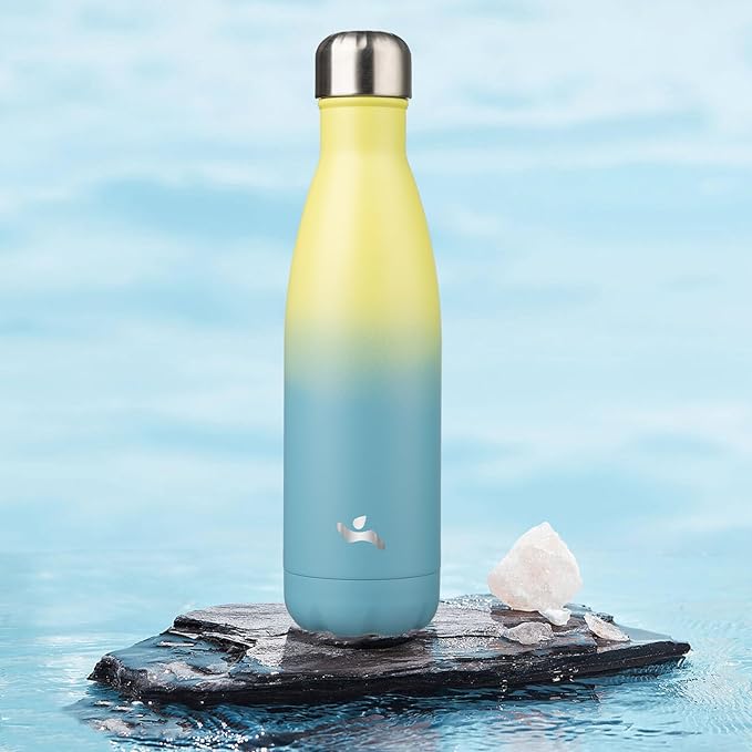 Insulated Water Bottles,17 oz Double Wall Stainless Steel Vacumm Metal Flask for Sports Travel,Sandy Beach