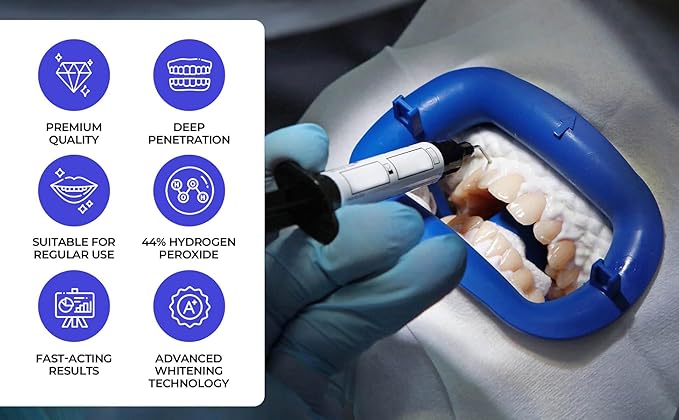 LaserGlow Professional Teeth Whitening Gel 44% Hydrogen Peroxide – Dual Barrel Syringe for Fast, Effective, and Whitening Results | Hydrogen Peroxide Gel, Teeth Whitener, Tooth Whitening Gel