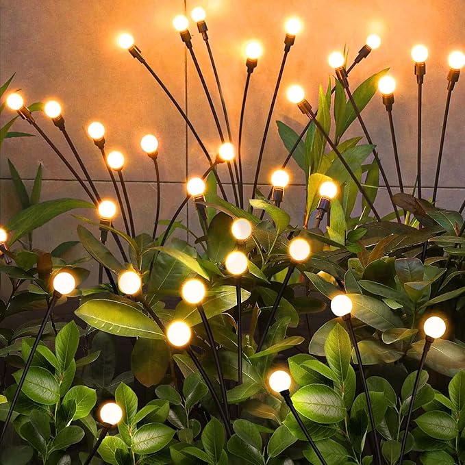 Solar Garden Lights Outdoor, 4 Pack 32LED Swaying Light Waterproof Solar Lights Outdoor for Yard Pathway Patio, Swaying Lawn Decor as Gardening Gifts for Women Holiday