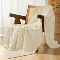 PHF 100% Cotton Waffle Weave Throw Blanket, Soft Lightweight Breathable Cozy Summer Throws for Couch Bed Sofa, Luxury Aesthetic Woven Blanket for Home Decor & Office, 50"x60", Cannoli Cream
