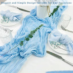20 Pack Baby Blue Cheesecloth Table Runner 20 x 120 Inch Long Rustic Gauze Cheese Cloth Table Runner for Wedding 10FT Bridal Baby Shower Table Decorations Boho Fabric Sheer Birthday Party Table Decor