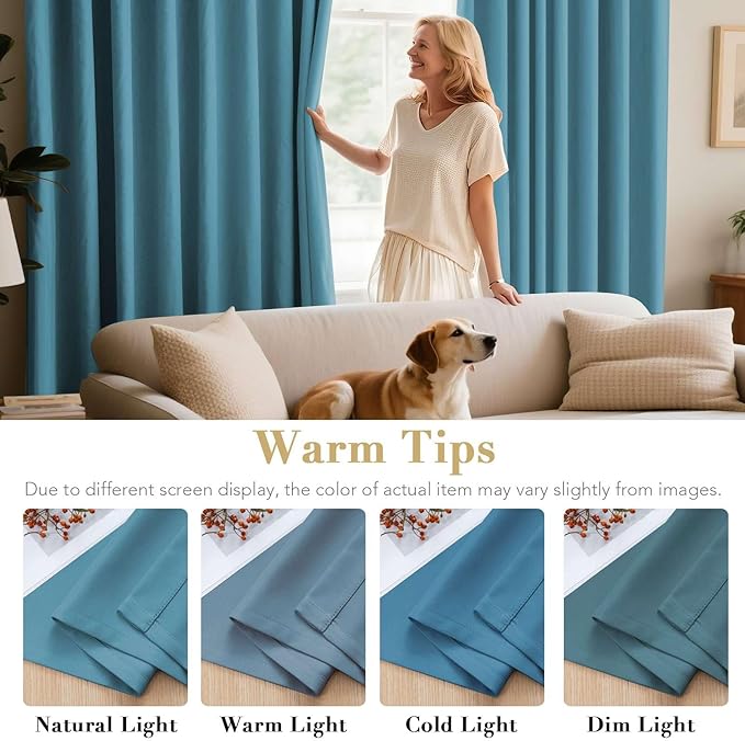 H.VERSAILTEX Blackout Curtains for Bedroom Thermal Insulated Room Darkening Living Room Curtains 72 Inch Long Grommet Privacy Protection Window Curtain Panels/Drapes for Nursery, 2 Panels, Storm Blue