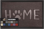 GORILLA GRIP 100% Waterproof All-Season WeatherMax Doormat, 47x35, US Designed Natural Rubber, Stain and Fade Resistant, Low Profile Indoor Outdoor Door Mats, Easy Clean Patio Mat, Espresso Home Paw