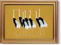 HUARCEY Gold Framed Vintage Wall Art for Living Room, Animals Painting Prints Shelf Decor for Kitchen, Aesthetic Bedroom Wall Art Decor, Christmas Gifts for Friends or Family (Seven Cranes 12"x16")