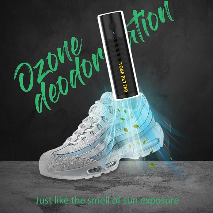Shoe Deodorizer Rechargeable Ozone Tech Eliminates Odors in All Footwear, Auto Shut-Off Durable Dryer-Style Freshener