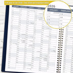 2026 Appointment Book/Planner - Weekly Appointment Book 2026, January - December 2026, 8.26"x 11.4", Daily/Hourly Planner with Tabs, 15 Minutes, Wirebound - Blue