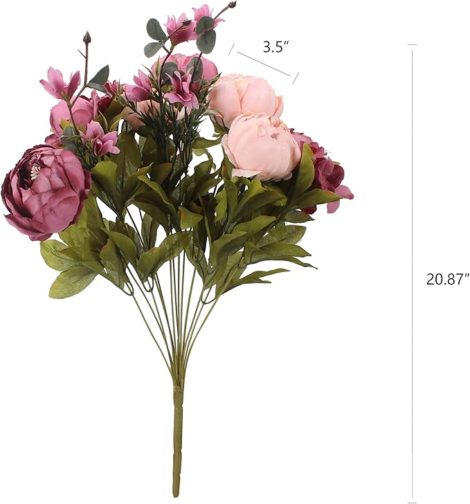 Duovlo Fake Flowers Vintage Artificial Peony Silk Flowers Wedding Home Decoration,Pack of 1 (New Sweetened Bean)