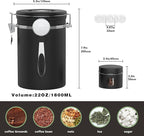 Coffee canister set for ground coffee with Date Tracker Travel Coffee jar,Stainless Steel Kitchen Food Airtight storage container for Coffee Beans or Grounds,Tea,Sugar (22oz-Black)