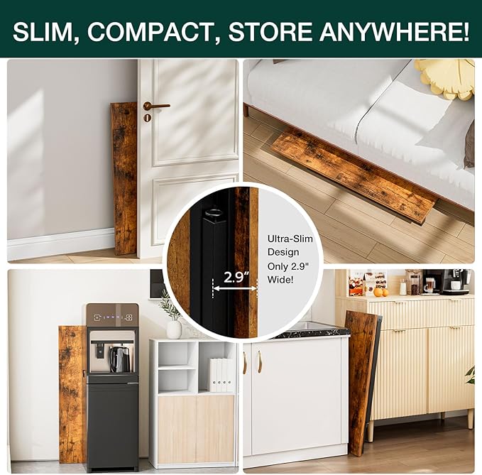 Frylr Small Folding Computer Desk – Portable 35.8 Inch Foldable Laptop Table, Collapsible and Compact for Easy Storage and Fast Setup, Lightweight for Small Spaces, Craft and Study Use, Rustic Brown