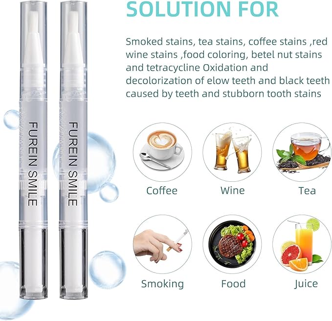 Teeth Whitening Pen 5 Pens 50+ Whitening Treatments -Removes Years of Stains 35% Carbamide Peroxide Tooth Whitener Brush Gel Pen