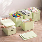 5 pack large plastic White storage bins Baskets, Toy Box Chest with Lids and Handle，Organizer Containers for Baby，Kids,snacks,Nursery，Shelves，Playroom, Bedroom，Office,Closet，home