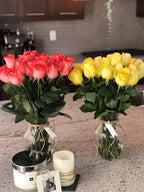 Floral Supply Online - 8" Clear Rose Vase and Flower Guide Booklet - Decorative Glass Flower Vase for Floral Arrangements, Weddings, Home Decor or Office.