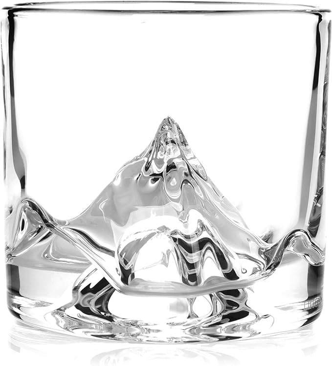 K2 Nepalese Heavy Crystal Whiskey Glasses Gift Set of 2, Thick Freezable Bourbon Glass 1lb Each, Premium Whiskey Gifts for Men, Frozen Crystal Chills Cocktails, 10 oz