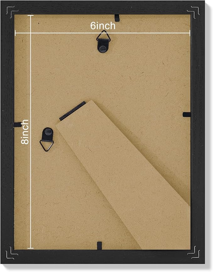 Vittanly 6x8 Picture Frames Set of 9, Shatter Resistant Plexiglass, Display 4x6 Pictures with Mat or 6x8 without Mat, Photo Frames for Wall or Tabletop, Engineered Wood, Black