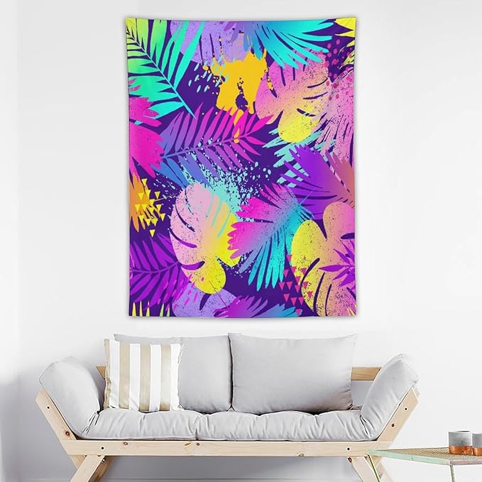 ICMOLYYENLO Palm Leaf Tapestry Wall Hanging, Tropical Leaves Plant Jungle Green Hawaiian Art Home Decor for Guest Bedroom Living Room Dormitory 50x60