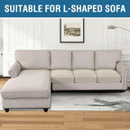 H.VERSAILTEX Super Stretch Individual Seat Cushion Cover Sofa Covers Couch Cushion Covers Slipcover Sets Thick Jacquard Textured Twill Fabric (3 Piece Sofa Cushion Covers, Natural)