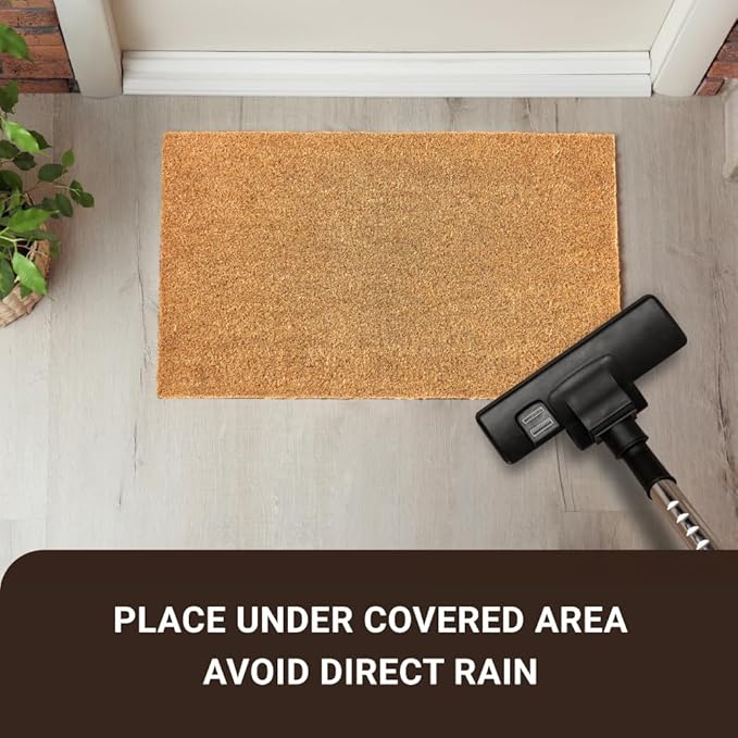 KANKUN Coco Coir Door Mat with Heavy Duty Backing, Welcome Doormat (17" x 30"), Doormat Entrance Anti Shedding (Plain - 2Pack)