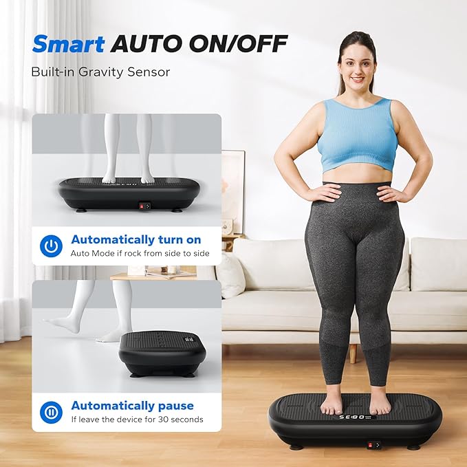 MERACH Vibration Plate Exercise Machine, Vibration Plate 440 Lbs Capacity, Bluetooth and Silicone Pedal, Stimulate Deep Fat, Vibration Plate for Lymphatic Drainage, Vibrating for Weight Loss