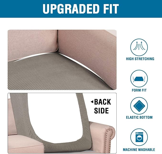 H.VERSAILTEX Super Stretch Individual Chaise Cover Sectional Couch Covers for L Shaped Sofa Both Left/Right Featuring Thick Jacquard Textured Twill Fabric (1 Piece Chaise Cover Large, Taupe)
