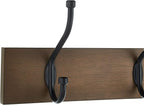 Amazon Basics Rectangular Farmhouse Wall-Mounted Coat Rack with Storage Hooks, 5 Hooks, Barnwood