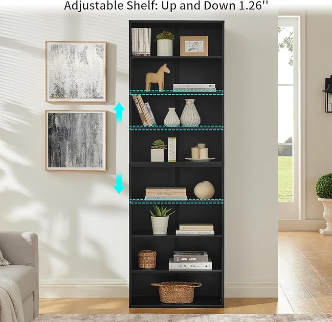 71 Inch Tall 8-Shelf Bookcase - Dual Function Convertible Storage