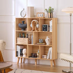 LEYAOYAO Wooden 8 Cube Book Shelf - Natural 3 Tier
