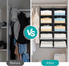 5 Tier Shelf Hanging Closet Organizer, Dual-Row 10 Pocket Cloth Hanging Shelf with 3 Sturdy Hooks for Storage, Foldable (Grey)