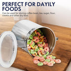 ENLOY 165oz Stainless Steel Airtight Canister for Kitchen, Large Flour Coffee Bean Tea Cereal Sugar Cookie Metal Food Storage Canisters with Clear Lid and Sturdy Locking Clamp