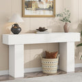 63 Inch Long Console Table for Entryway, Farmhouse Wood Rectangular Sofa Table Behind Couch Table, Narrow Entryway Table for Living Room, Entrance, Hallway, Foyer, Easy Assembly (Classic White)