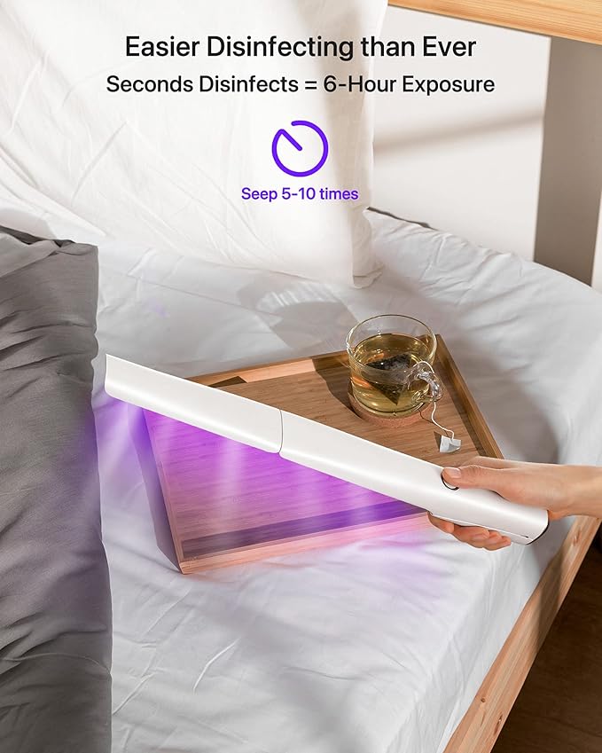 UV Light Sanitizer Wand, Portable UVC Light Disinfector Lamp Chargable Foldable UV Wand for Home Hotel Travel with 20 UV-C LED Beads