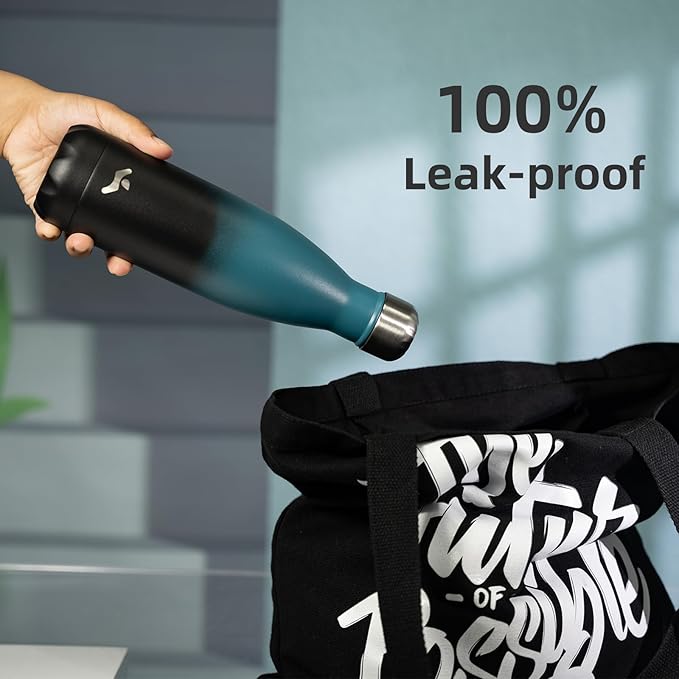 Insulated Water Bottles,17 oz Double Wall Stainless Steel Vacumm Metal Flask for Sports Travel,Indigo Black