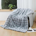 UKELER Ultra Soft Throw Blanket Grey Fluffy Blankets & Throws Faux Fur Blanket for Couch, Bed, Sofa Cozy Plush Warm Thick Velvet Blanket for Women, Men 50''x60''