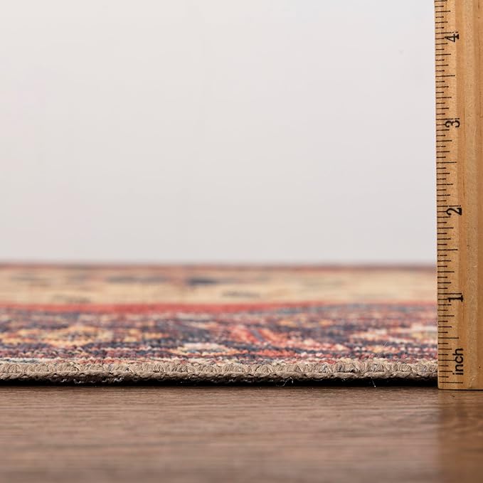 Keen Home Design 8x10 Rug - Machine Washable Area Rug with Non-Slip Backing, Ideal for Living Room, Dining Room, Bedroom - Vintage, Easy Clean, Durable, Low Pile Rug - (8' x 10')