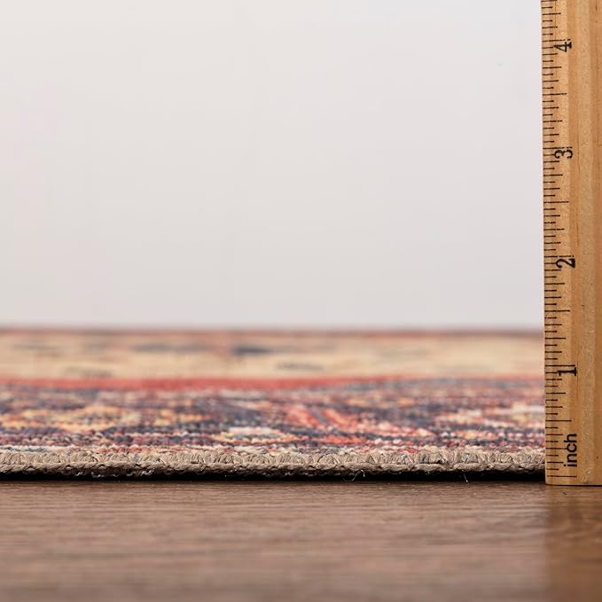 Keen Home Design 6x9 Rug - Machine Washable Area Rug with Non-Slip Backing, Ideal for Living Room, Dining Room, Bedroom - Vintage, Easy Clean, Durable, Low Pile Rug - (6' x 9')