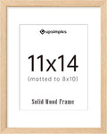upsimples 11x14 Picture Frame, Natural Solid Wooden Picture Frames, Display 8x10 with Mat or 11 x 14 Without, Vertical or Horizontal Wall Hanging, 1 Pack, Natural