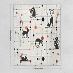 ICMOLYYENLO Abstract Cat Tapestry, Medieval Abstract Atomic Star Cat Vintage Home Wall Hanging Art Tapestry for Bedroom Living Room Dormitory 60x80 Inch
