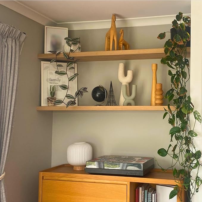 IAE Floating Wall Shelves 36 inch,Bathroom Shelves Wall Mounted,Invisible Shelves Floating Kitchen Shelves,Wooden Wall Shelves with Brackets for Living Room Wall Mounted,Easy Install,Set of 2,Natural