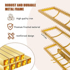 16 Bottle Wall Mount Wine Rack with Wine Glass Holder, Metal Wine Wall Rack, Wall Racks for Wine Bottles Display and Storage, Hanging Bottle Organizer for Living Dining Room Wine Cellar Bar (Gold)