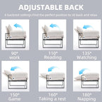 YISHENG Accent Chair with 6-Angle Adjustable Backrest, Chenille Fabric Living Room Chair Upholstered Lounge Chair, Modern Chair Cozy Reclining Chair for Reading Room, Set of 2 White