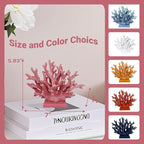 5.8" H Pink Coral Decor - Resin Coral Statue, Nautical Decor for Home, Bedroom, Bathroom, Living Room, Ocean Themed Cabinet Shelf Tabletop Decoration