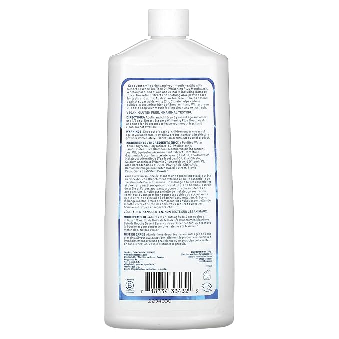 Desert Essence Mouthwash, Tea Tree Whitening Mint, 16 Fluid Ounce