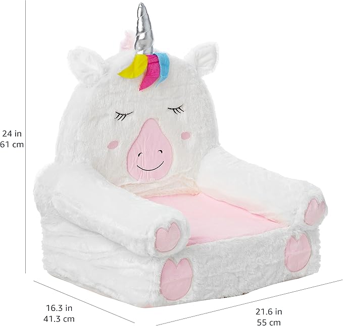 Amazon Basics Children's Plush Toddler Chair, Unicorn, Medium, Multicolor