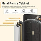 71" H Metal Kitchen Pantry Storage Cabinet, Freestanding Cupboard with 2 Doors and 4 Adjustable Shelves, Standing Storage for Kitchen, Bathroom, Garage, Dinning Room or Utility Room（Black）